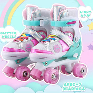 Dubkart Kids Illuminating Roller Skates for Girls and Boys (Small - Pink)