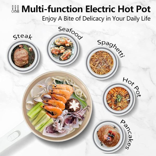 Dubkart Kitchen accessories 1.8L Non-Stick Electric Hot Pot with Steamer & Temperature Control