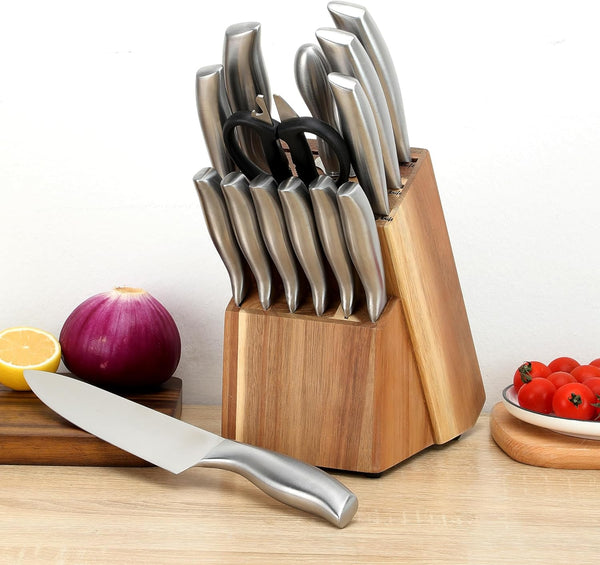 Dubkart Kitchen accessories 15 PCS Ultra Sharp Kitchen Knives Set with Block