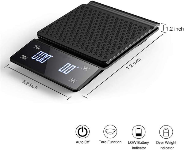 Dubkart Kitchen accessories High Precision Kitchen Coffee Scale with Back-Lit LED Display Timer