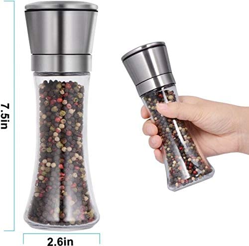 Dubkart Kitchen accessories Set of 2 Salt Pepper Grinder Mill Glass Body