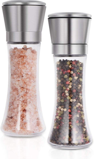 Dubkart Kitchen accessories Set of 2 Salt Pepper Grinder Mill Glass Body