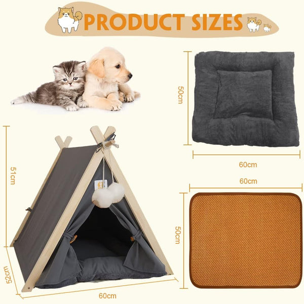 Dubkart Large Washable Canvas Pet Cat Dog Tent House