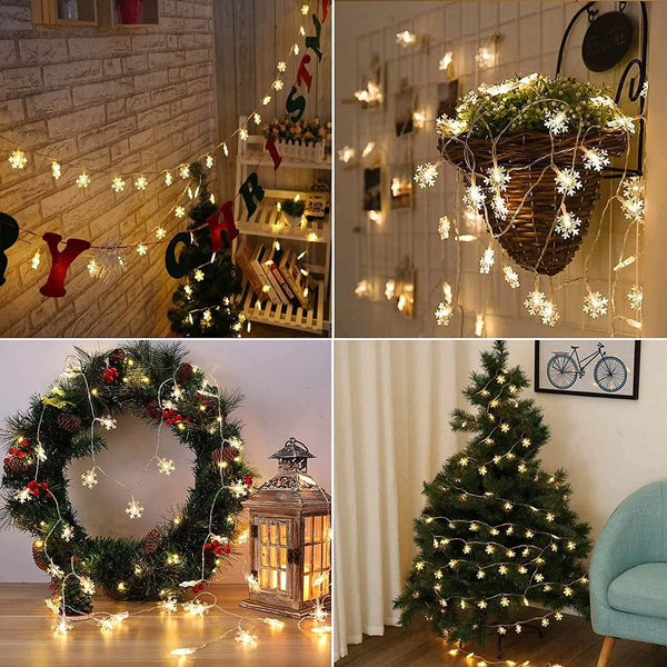 Dubkart Lights 10M 50 LED Snowflake String Lamp Lights