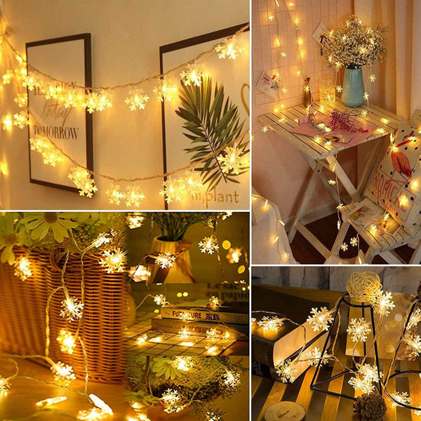 Dubkart Lights 10M 50 LED Snowflake String Lamp Lights