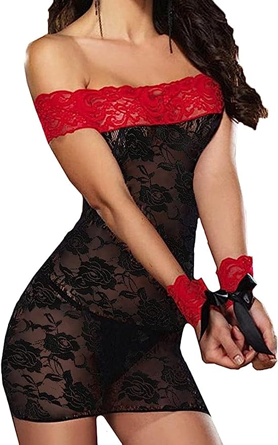 Dubkart Lingerie Womens Hot Handcuff Lace Lingerie Nightwear with G-String