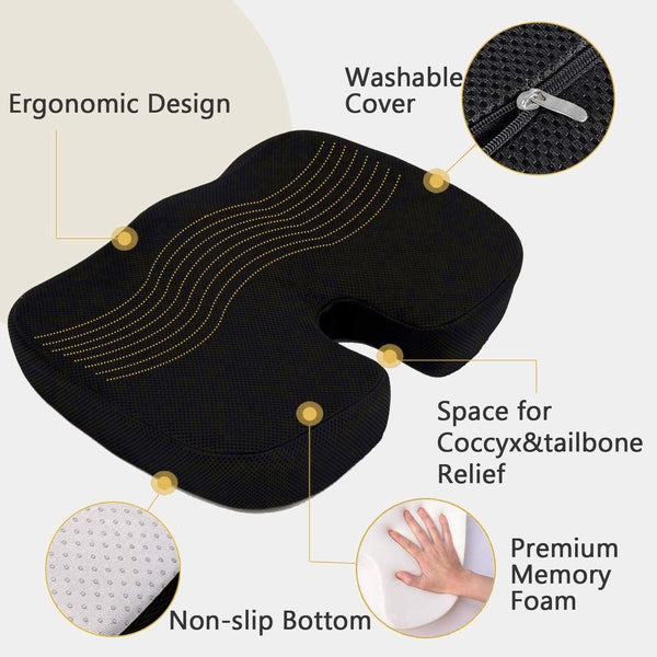 Dubkart Lumbar Support Memory Foam Seat Cushion Pillow for Chairs