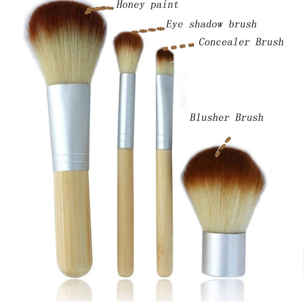 Dubkart Makeup brushes 4 PCS Makeup Brush Kit with Natural Bamboo Handle Beauty Face Make Up