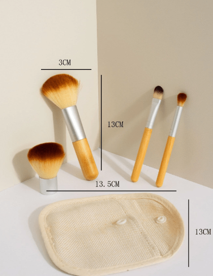 Dubkart Makeup brushes 4 PCS Makeup Brush Kit with Natural Bamboo Handle Beauty Face Make Up