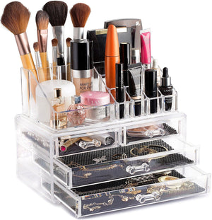 Dubkart Makeup Makeup Cosmetic Jewelry Storage Organizer 4 Drawer Shelves Trays