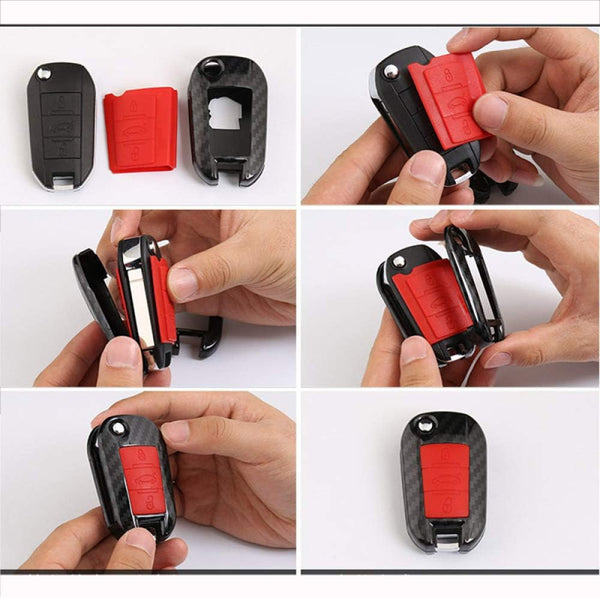 Dubkart Nissan Patrol Carbon Fiber Shell Silicone Cover Remote Key Holder Keychain for Patrol 2018 ZHQUGQYSH