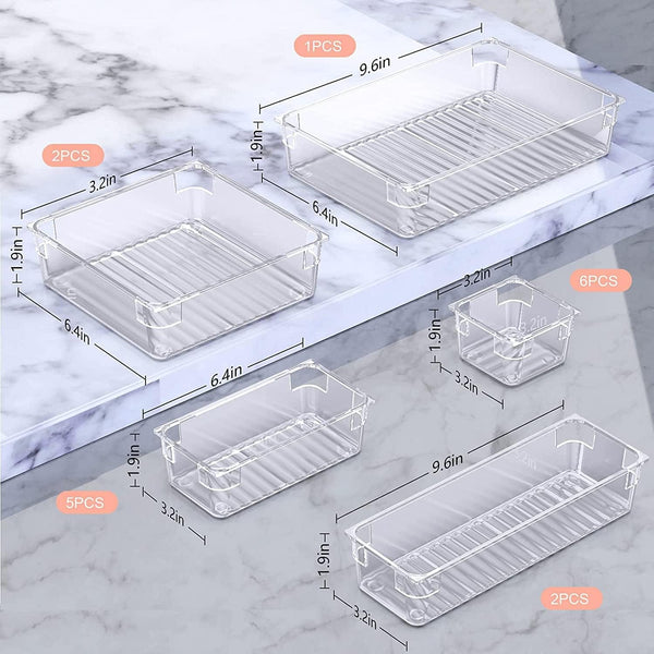 Dubkart Organizers 16 PCS Desk Drawer Closet Makeup Organizers Trays Set