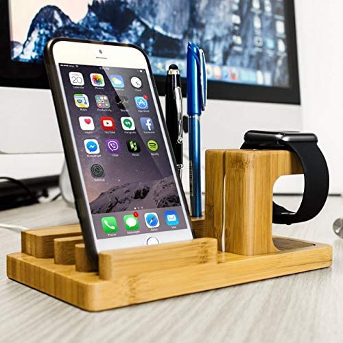 Dubkart Organizers 4 Port USB Bamboo Wood Dock Charger For Mobiles Tablets