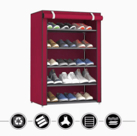 Dubkart Organizers 5 Tier Shoe Storage Organizer Fabric Cabinet Rack 15 Pairs