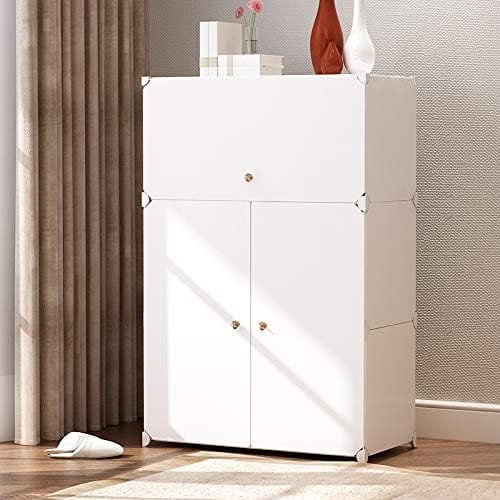 Dubkart Organizers 6 Tier Modular Shoe Cabinet Storage Organizer Rack (White)