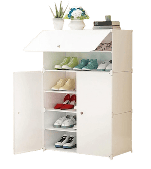 Dubkart Organizers 6 Tier Modular Shoe Cabinet Storage Organizer Rack (White)