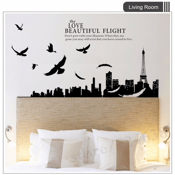 Dubkart Paris City Skyline Eiffel Tower Wall Sticker Home Decor