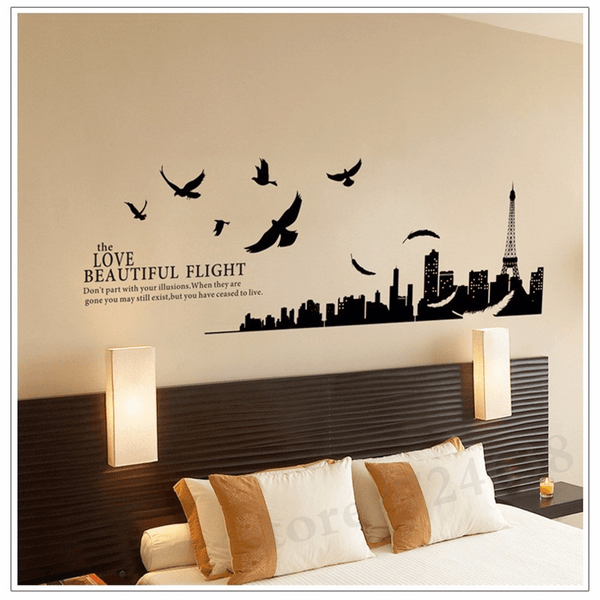 Dubkart Paris City Skyline Eiffel Tower Wall Sticker Home Decor