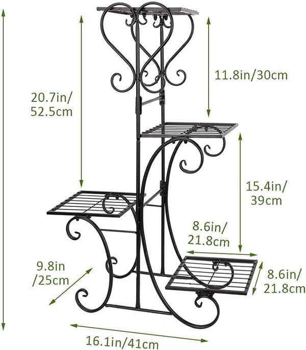 Dubkart Patio, Lawn & Garden 4 Plant Flower Pot Metal Rack Stand