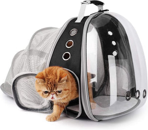 Dubkart Pet carriers Cat Dog Carrier Hard Backpack Expandable Transparent Window