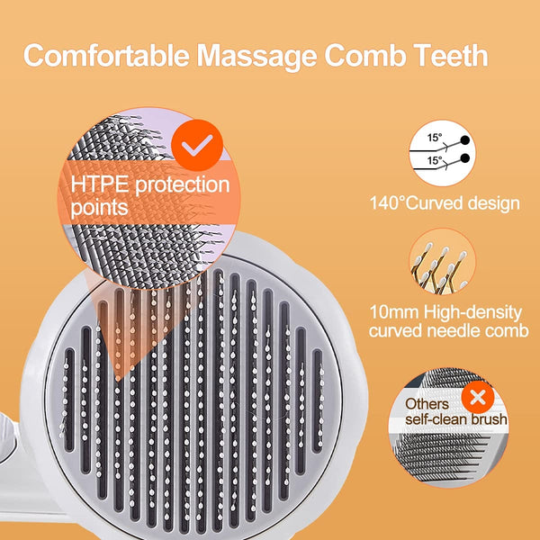 Dubkart Pet Cat Dog Grooming Massage Self-Cleaning Brush Comb