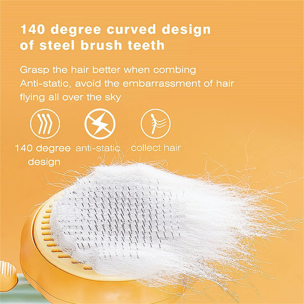 Dubkart Pet Cat Dog Grooming Massage Self-Cleaning Brush Comb