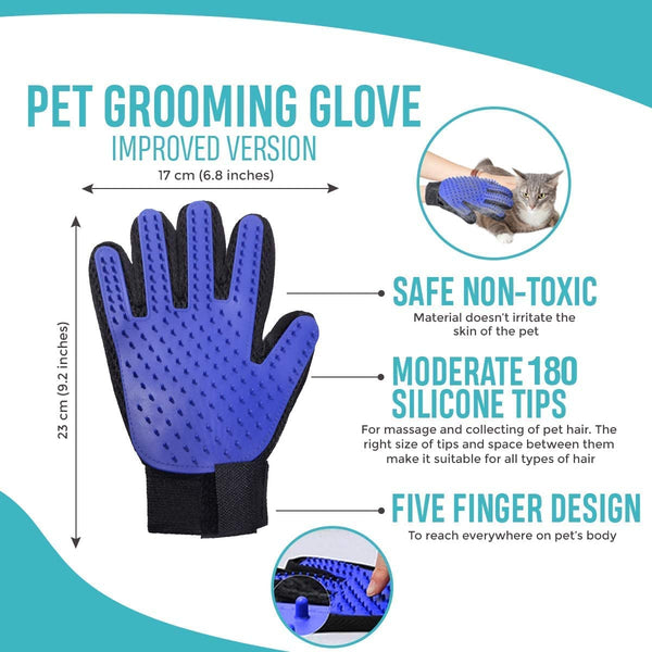 Dubkart Pet Grooming Massage Hair Mitt Dirt Remover Brush Glove (Left Hand)