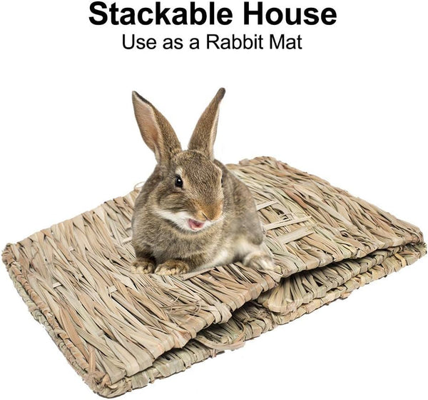 Dubkart Pet protection Natural Hand Woven Seagrass House For Pet Rabbits Guinea Pigs