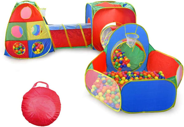 Dubkart Play Tents 5 PCS Kid's Play House Tent Ball Pit Combo Set with Tunnels