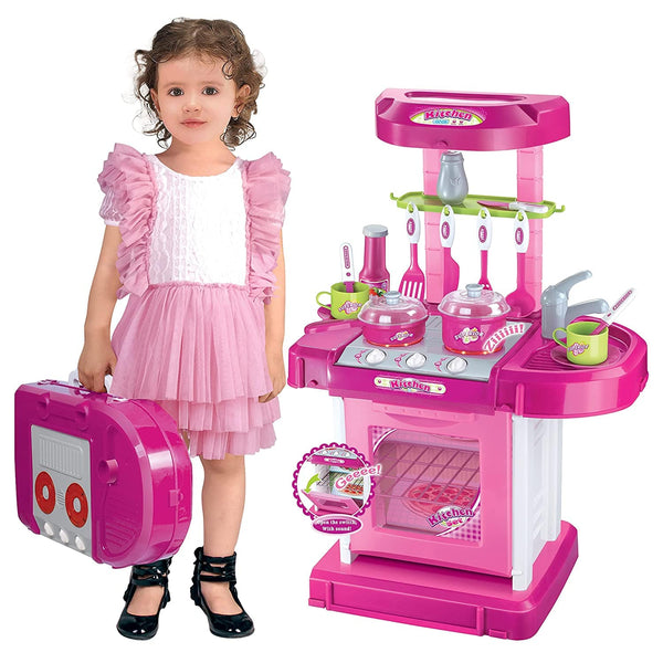 Dubkart Playsets Interactive Kitchen Pretend Play Set with Lights & Sound