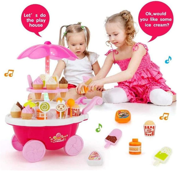 Dubkart Pretend Play Ice Cream Cart Candy Kids Pretend Play Toy Set