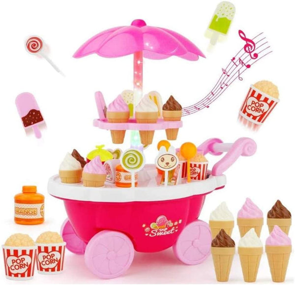 Dubkart Pretend Play Ice Cream Cart Candy Kids Pretend Play Toy Set