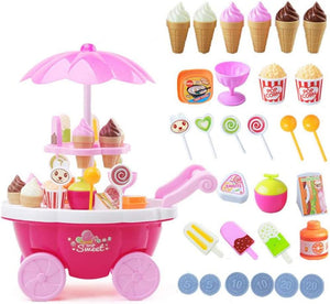 Dubkart Pretend Play Ice Cream Cart Candy Kids Pretend Play Toy Set