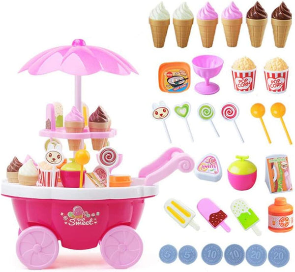 Dubkart Pretend Play Ice Cream Cart Candy Kids Pretend Play Toy Set