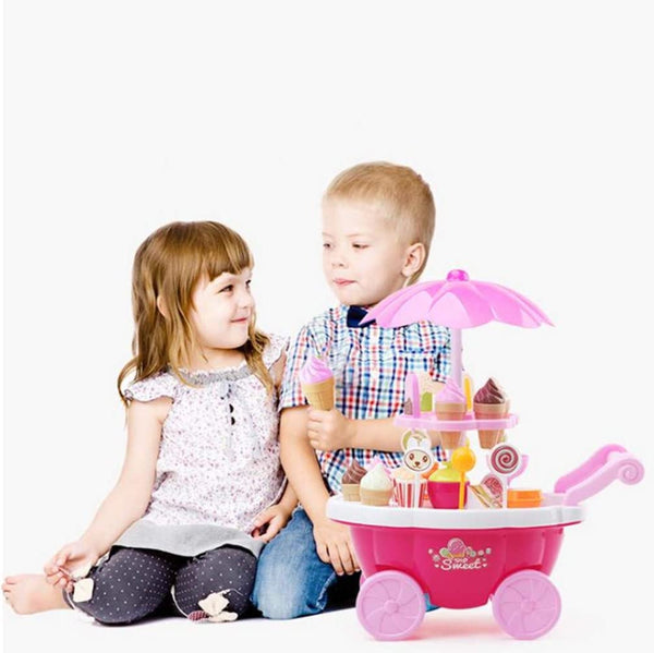 Dubkart Pretend Play Ice Cream Cart Candy Kids Pretend Play Toy Set