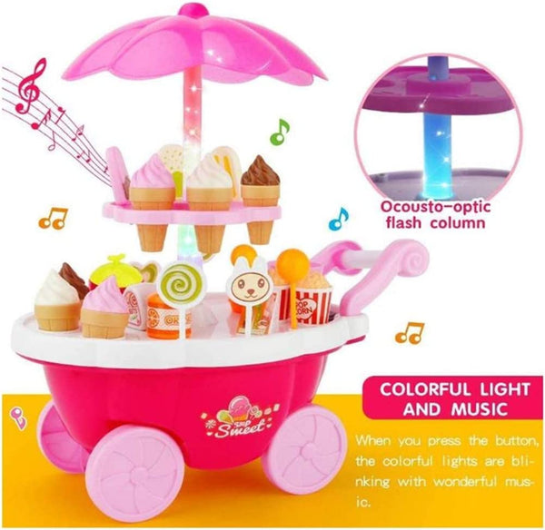 Dubkart Pretend Play Ice Cream Cart Candy Kids Pretend Play Toy Set