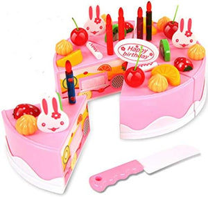 Dubkart Pretend Play Plastic Kitchen Cutting Toy Birthday Cake Pretend Play Food Toy Set for Kids