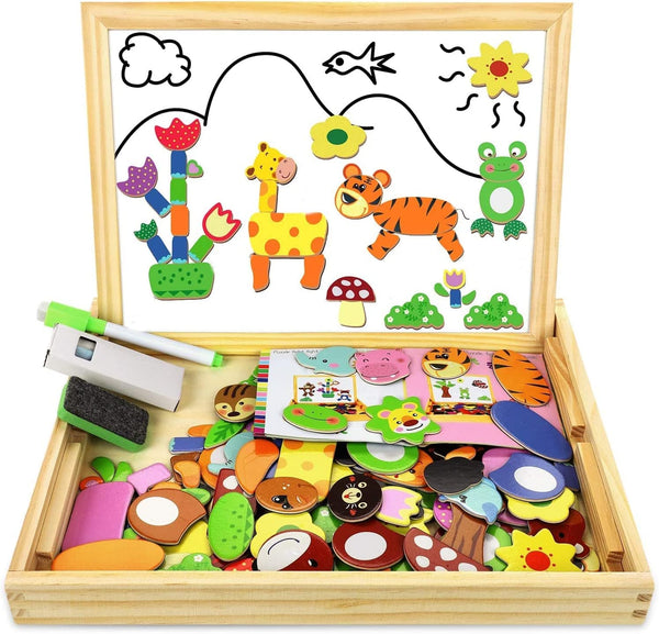 Dubkart Puzzles Wooden Magnetic Drawing Puzzle Board Educational Toy