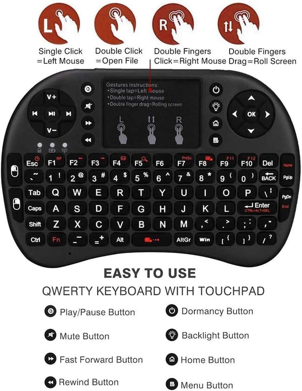 Dubkart Remote Controls Wireless RC Keyboard With Touchpad TV BOX Compatible