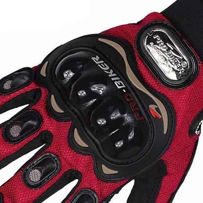 Dubkart Safety gear Pro Biker Full Finger Motorcycle Riding Biking Gloves (Red/Black)