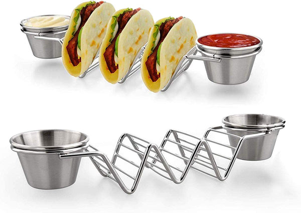 Dubkart Serving dishes 2 PCS Taco Tray with Dip and Salad Holder
