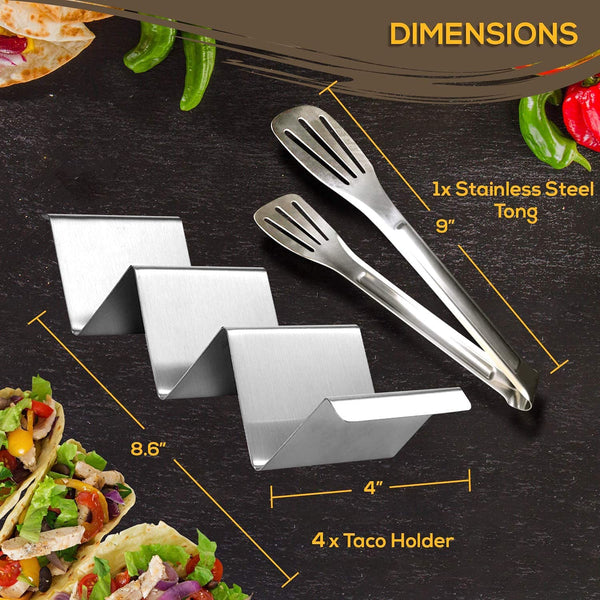 Dubkart Serving Dishes 4 PCS Taco Holder Stand Rack Steel Tray