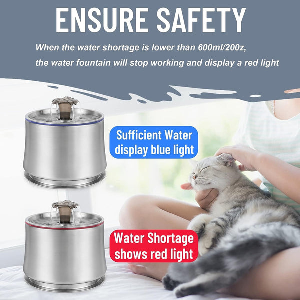 Dubkart Stainless Steel Automatic Cat Dog Water Fountain 2.5L