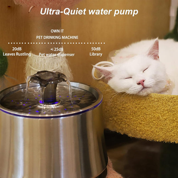 Dubkart Stainless Steel Automatic Cat Dog Water Fountain 2.5L