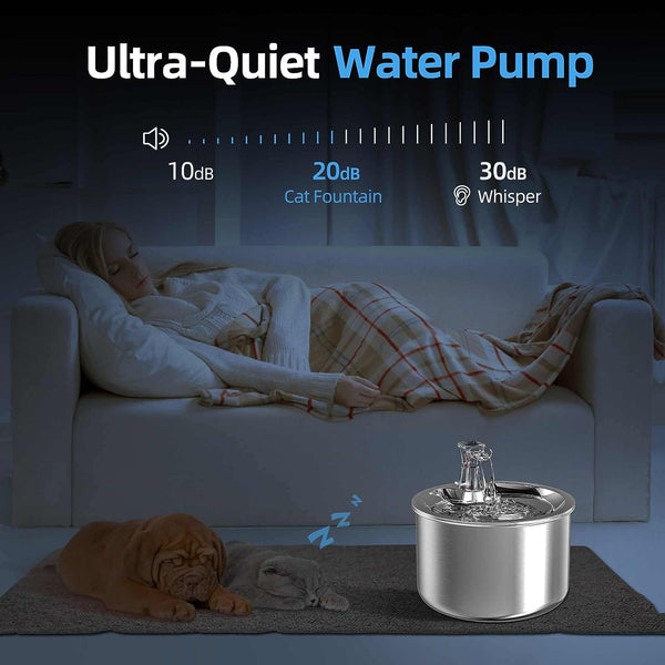 Dubkart Stainless Steel Automatic Cat Dog Water Fountain 2L