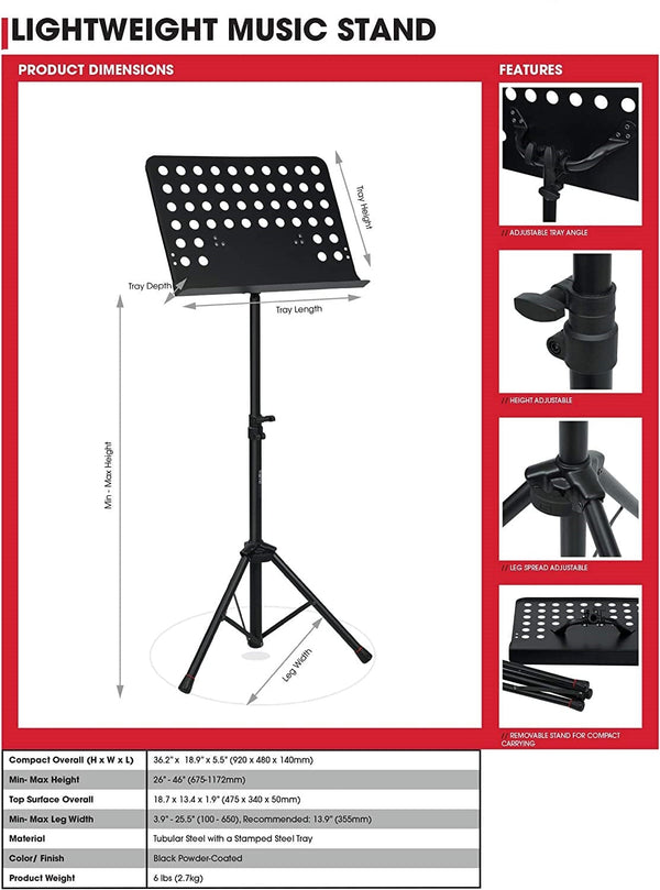 Dubkart Stands Adjustable Height Music Sheet Metal Stand Tripod