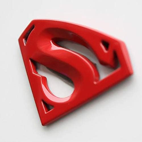 Dubkart Stickers Metallic Superman Logo Car Bike Sticker Emblem Decal (Red)