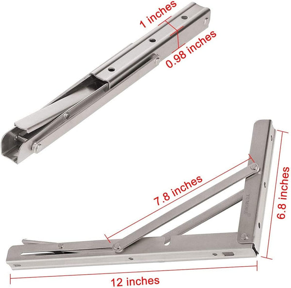 Dubkart Tools and home improvement 2 PCS Folding Shelf Brackets 12” for Table Work Bench