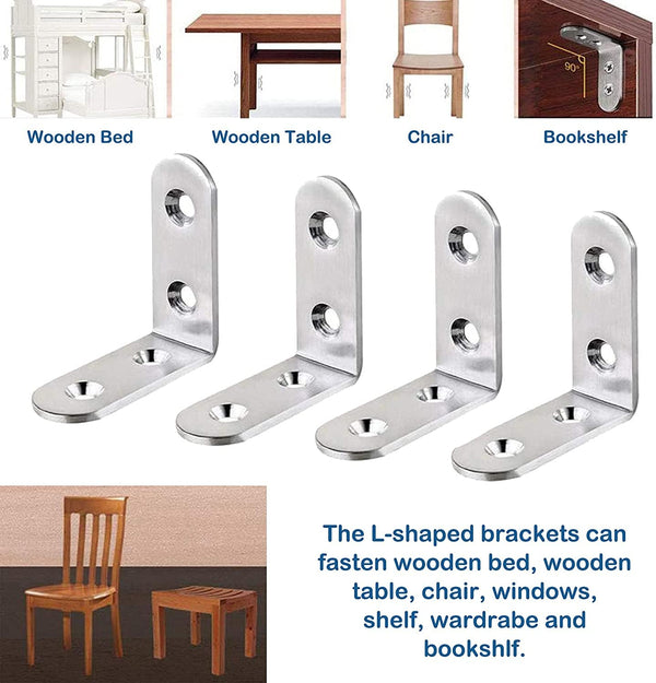 Dubkart Tools and home improvement 8 PCS Steel Corner Bracket Code L Shape Shelf Cabinet Support Wood Furniture