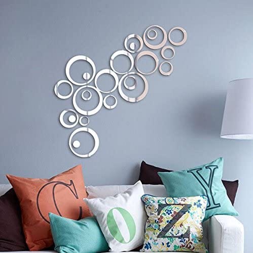 Dubkart Wall stickers 24 PCS 3D Circle Mirror Home Decor Wall Stickers